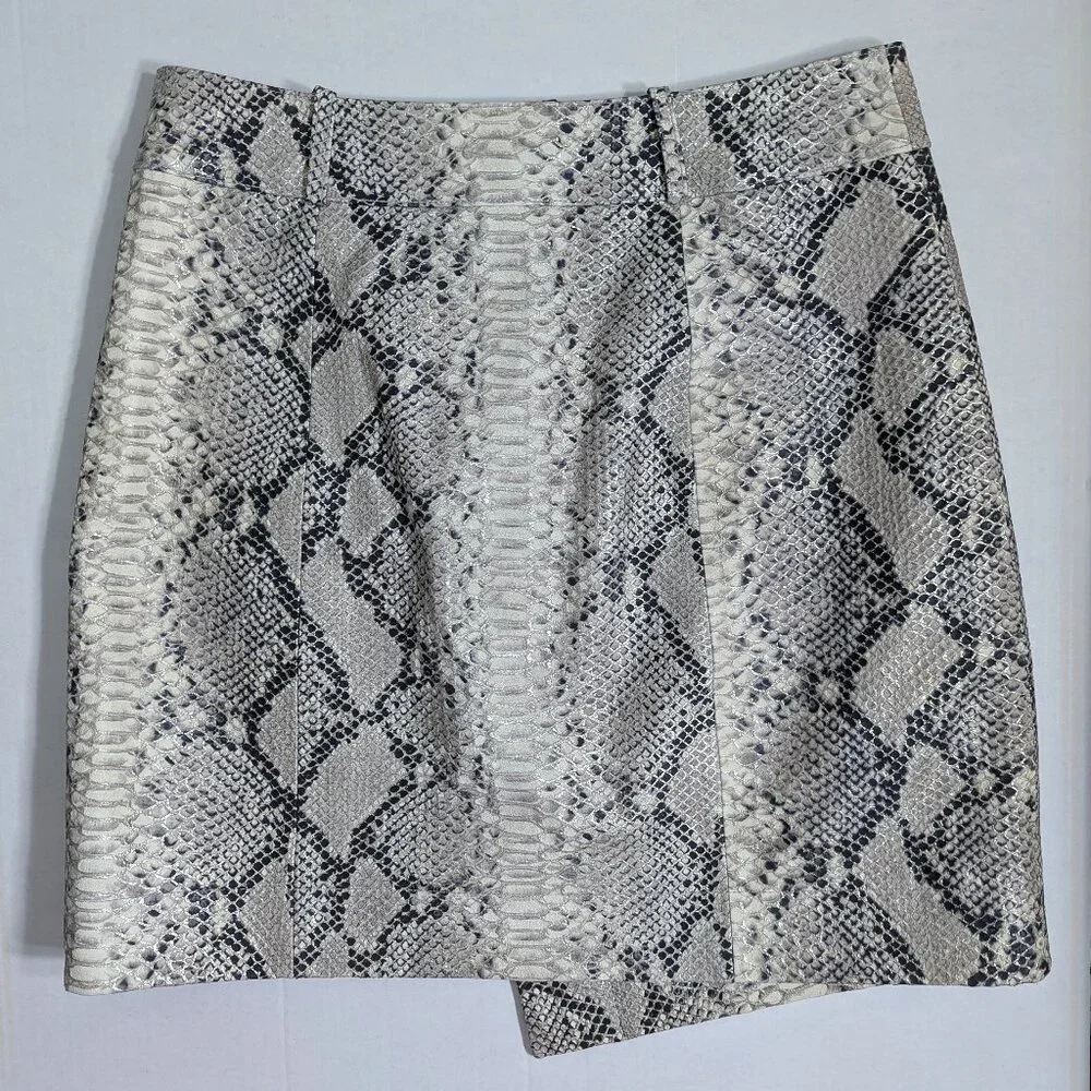 NWOT Olivia Palermo x BR Snake-Effect Italian Leather Button-Wrap Skirt - Picture 11 of 16